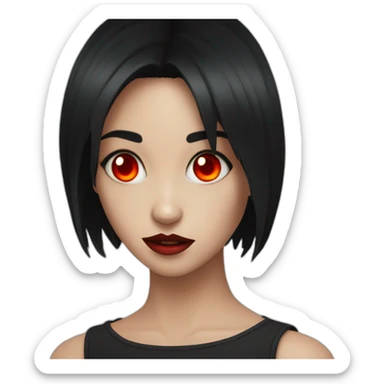Satan girl with red eyes black hair sticker