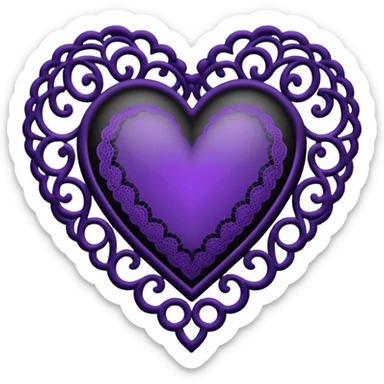black and purple lace heart sticker