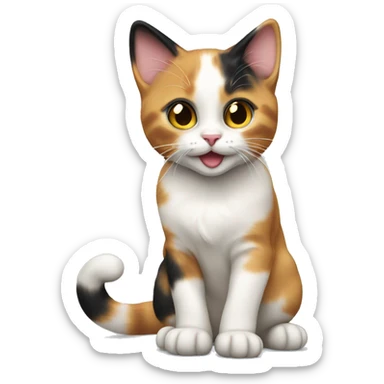 calico kitten partying sticker