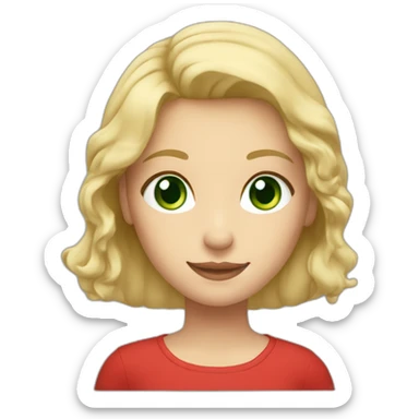 cute long blonde green eyes caucasian woman red top sticker