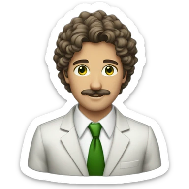 man-young-long-curly-hair-italian-green-eyes-mustache-suit sticker