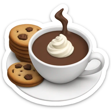 Hot chocolate with cream and cookies  sticker