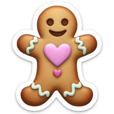 pastel gingerbread man with heart sticker