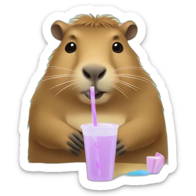 capybara drinking maté with a straw sticker
