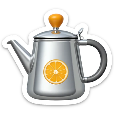 Hermès-style silver citrus press, modern design, minimal, cute emoji style sticker