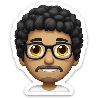 Hispanic guy with black hair & glasses with tattoo sticker