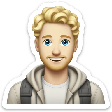 full body light curl blonde 30yo man blue eyed pale skin sticker