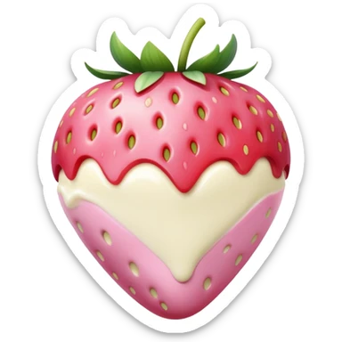 a light pink strawberry that's been dipped in white chocolate sticker