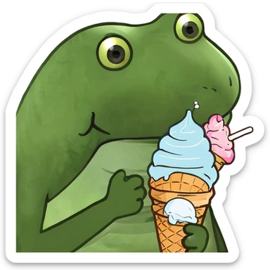 Cute frog with ice cream sticker