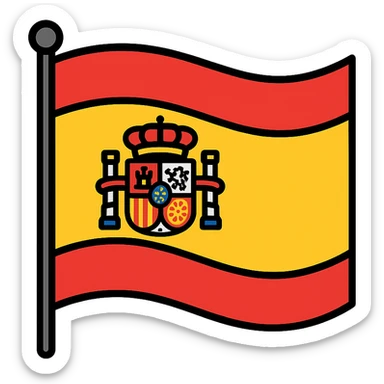 Spanish flag with red and yellow horizontal stripes and coat of arms sticker