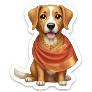 Dog wearing saree sticker