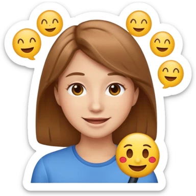 happy emojis, light brown hair  sticker