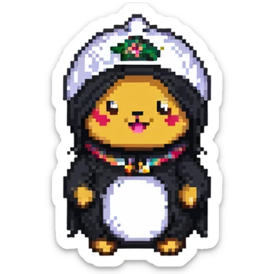 festive and lively tung tung tung sahur in pixel art style sticker