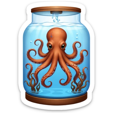 octopus swimming in water tank sticker