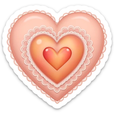 cute baby pink peach colored heart with lace trimming sticker