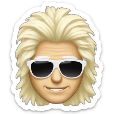 michel polnareff with white sunglasses and long blond hair sticker