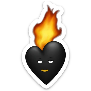 a burning black heart sticker