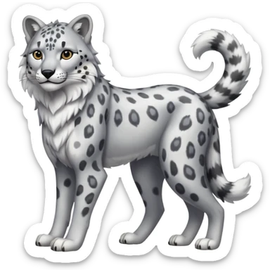 Snow-leopard-wolf-hybrid-fusion-animal-creature, full body sticker