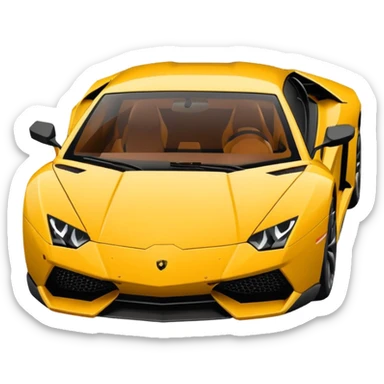 "Create a simple, flat 2D vector emoji of a Lamborghini car in Apple's iOS emoji style. The car should have solid colors, clean lines, no gradients or 3D effects. Use basic shapes with smooth curves, a white background, and position the car side-on, similar to Apple's car emoji design."
 sticker