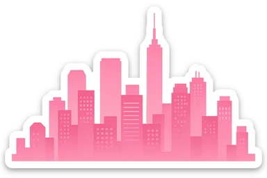 pink cityscape sticker