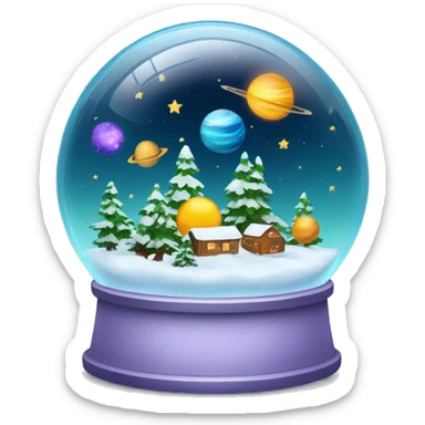 Snow globe with space planets inside sticker