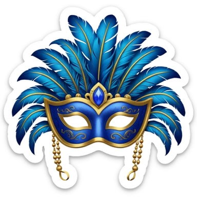 karnaval maskesi mavi sticker