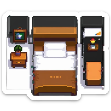 small bedroom with cute decor, cozy space aesthetic, pastel colors, plush toys, charming details sticker