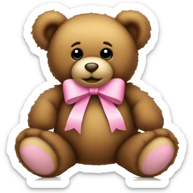 teddy bear with pink bow sticker