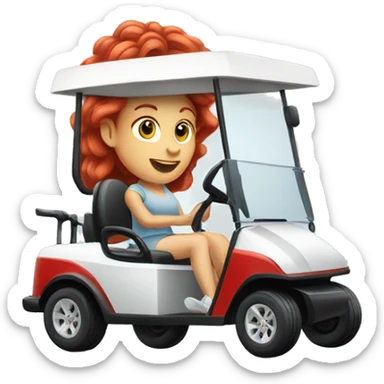 Red hair lady driving golf cart sticker