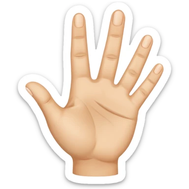 hand emoji, 4 fingers up, thumb folded to palm sticker