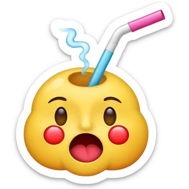 Emoji qui snif de la drogue avec une paille sticker