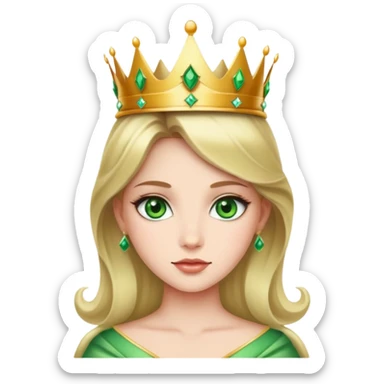 beautiful princess with striking green eyes and a crown sticker