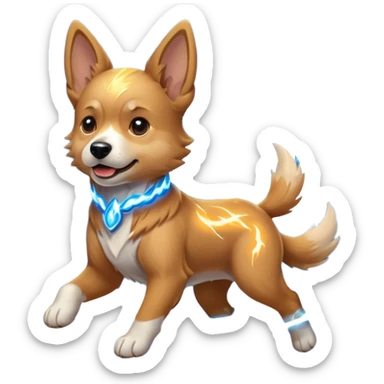 dog with lightning waves sticker