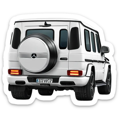 White Mercedes gwagon back sticker