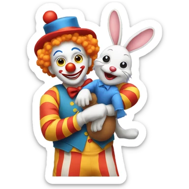 Clown pulling a rabbit out of a hat sticker