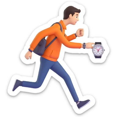 Worried person checking the time on their watch in a hurry. sticker