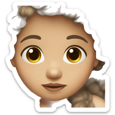 Baby with light skin light brown eyes and lots of dark brown straight hair  sticker