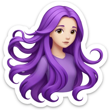 A girl with very long, flowing purple hair that cascades down her back sticker