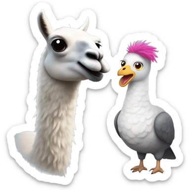 an emoji of a llama and a pigeon sticker