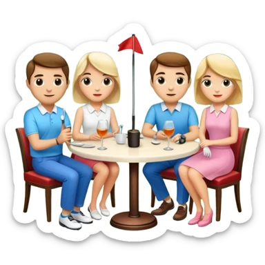 2 couples golfing and on a dinner date  sticker
