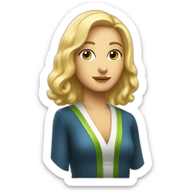 une avocate blonde aux yeux bleus avec la robe d'avocate sticker