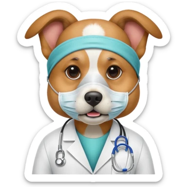 doctor dog Wearing Medical Mask sticker