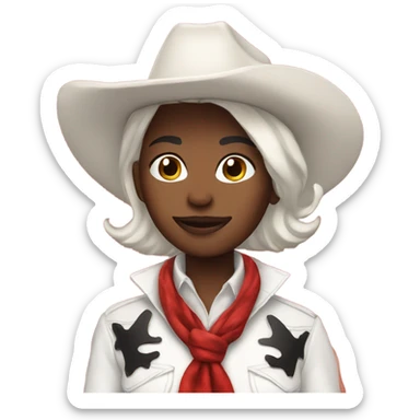 Red cowgirl white short hair Christmas theme  sticker