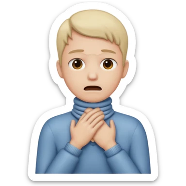 Someone chocking themselves  with their hands around their neck sticker