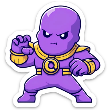 Thanos with Infinity Gauntlet in Squid Game player uniform making a defiant pose sticker