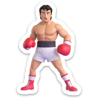 Sylvester Stallone as Rocky Balboa, wearing boxing gloves, iconic pose, realistic likeness, energetic expression sticker