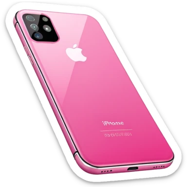  pink  pink iPhone lying flat, sleek modern design, soft reflections, realistic style, minimal background, isolated on transparent background sticker