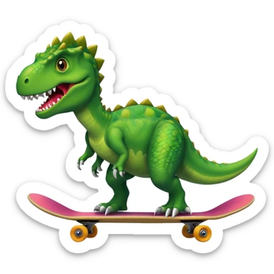 Dinosaur and skateboard emoji combination sticker