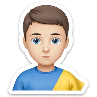 The Ukrainian boy with flag sticker