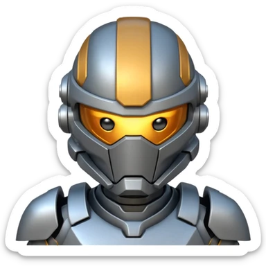 futuristic war robot portrait, head and shoulders only, glowing eyes, detailed helmet faceplate, armor collar, sci-fi metal textures, 3D cartoon, mobile game icon style, clean background, no text, no watermark
 sticker